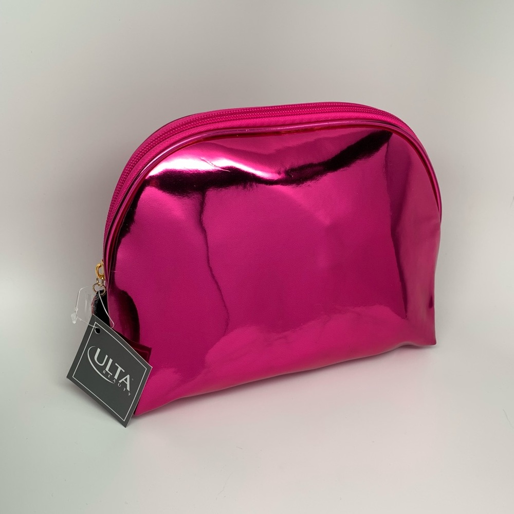 ULTA Metallic Fuchsia Pink Half Zip Cosmetic Bag